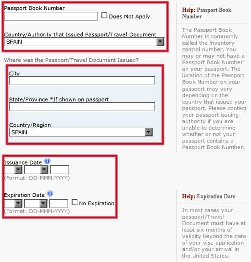 Expedición de pasaporte en el formulario DS-160
