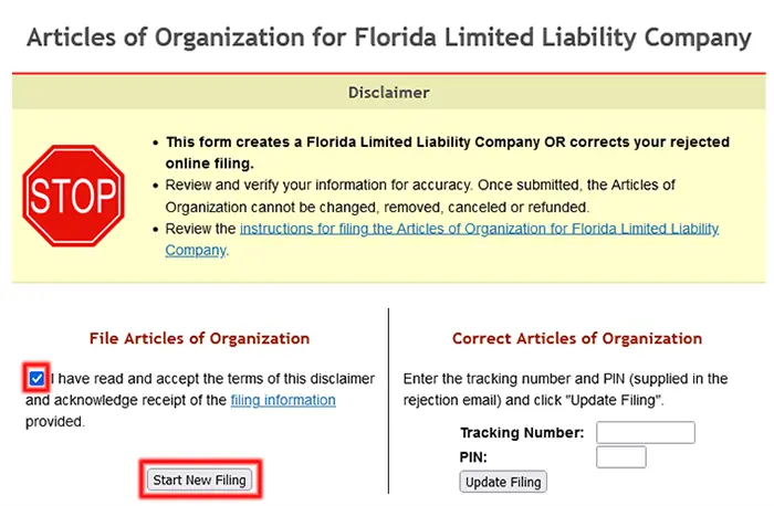 Archivar el acta constitutiva de un negocio en Florida